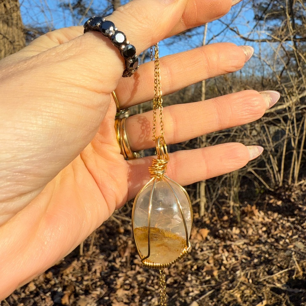 Golden Healer Quartz Crystal Necklace